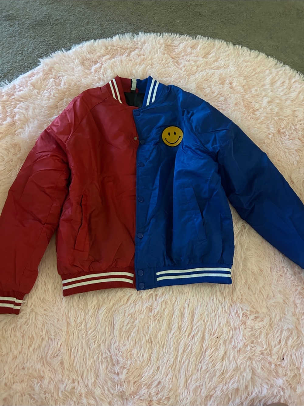 Women’s Smiley Bomber Jacket - Red & Blue